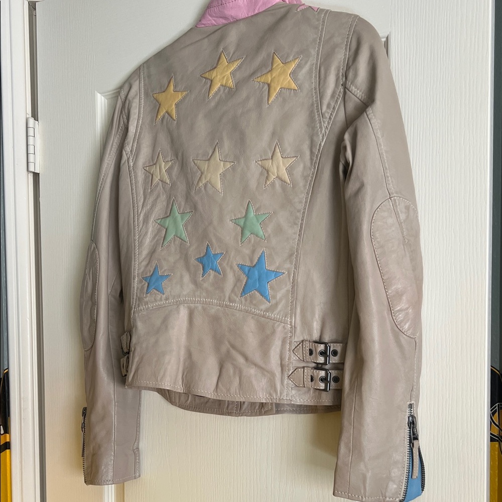 Star Pattern Leather Jacket